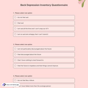 Beck Depression Inventory Questionnaire