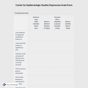 Center for Epidemiologic Studies Depression Scale Form
