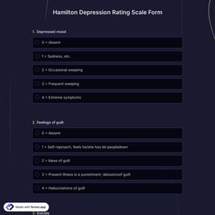 Hamilton Depression Rating Scale Form
