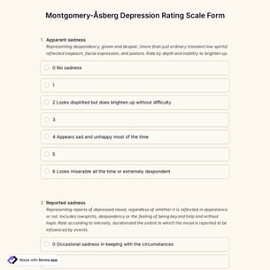 Montgomery-Åsberg Depression Rating Scale Form