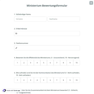 Ministerium Bewertungsformular