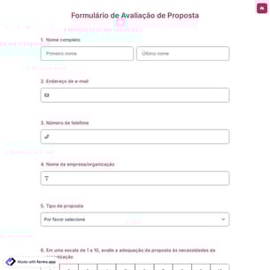 Formulário de Avaliação de Proposta