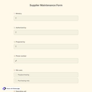 Supplier Maintenance Form
