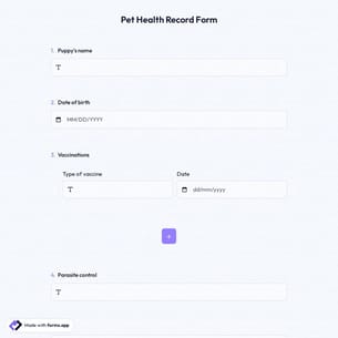 Pet Health Record Form