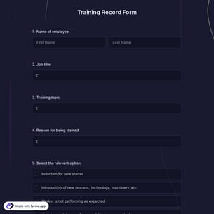 Training Record Form