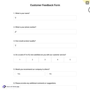 Customer Feedback Form