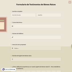 Formulario de Testimonios de Bienes Raíces