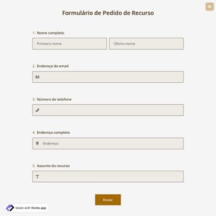 Formulário de Pedido de Recurso