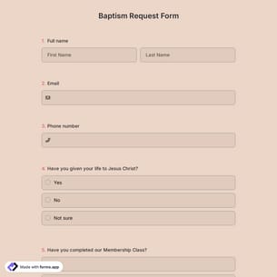Baptism Request Form