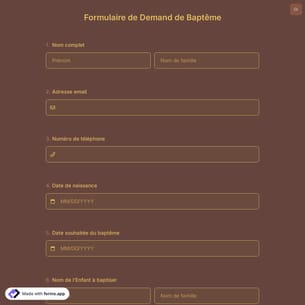 Formulaire de Demand de Baptême