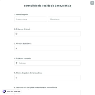 Formulário de Pedido de Benevolência