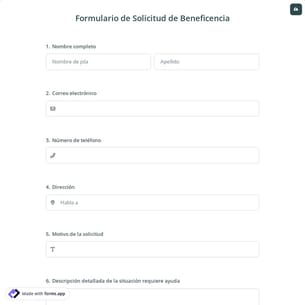 Formulario de Solicitud de Beneficencia