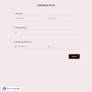 Call Back Form