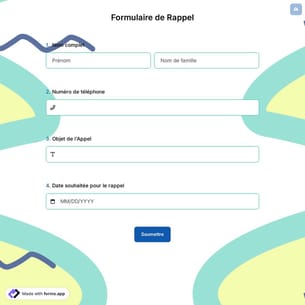 Formulaire de Rappel