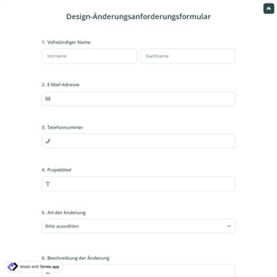 Design-Änderungsanforderungsformular