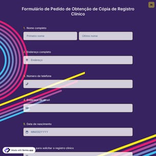 Formulário de Pedido de Obtenção de Cópia de Registro Clínico