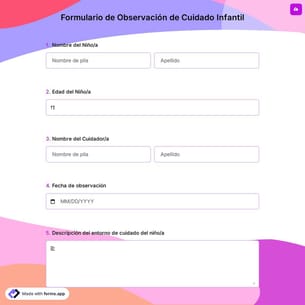Formulario de Observación de Cuidado Infantil