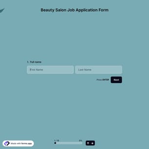 Beauty Salon Job Application Form