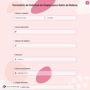 Formulario de Solicitud de Empleo para Salón de Belleza