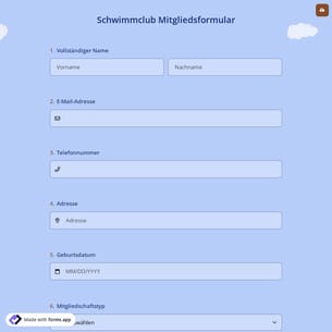 Schwimmclub Mitgliedsformular