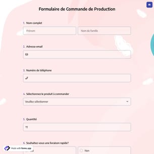 Formulaire de Commande de Production