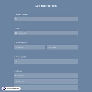 Sale Receipt Form