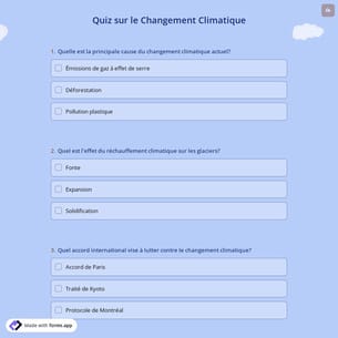 Quiz sur le Changement Climatique