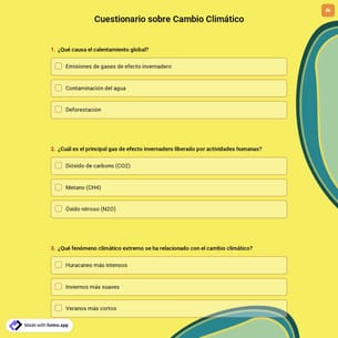 Cuestionario sobre Cambio Climático