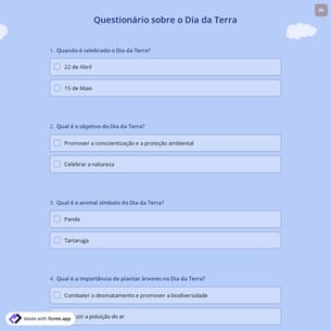 Questionário sobre o Dia da Terra