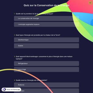 Quiz sur la Conservation de le Energie