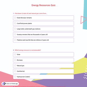 Energy Resources Quiz