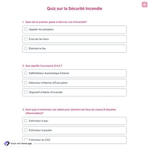 Quiz sur la Sécurité Incendie