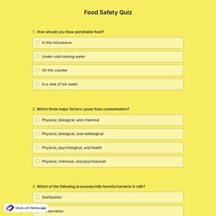 Food Safety Quiz