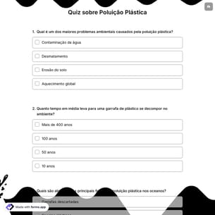 Quiz sobre Poluição Plástica