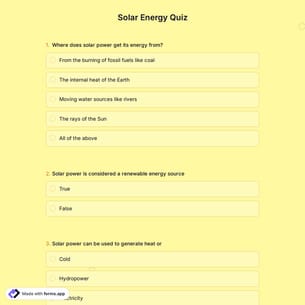 Solar Energy Quiz