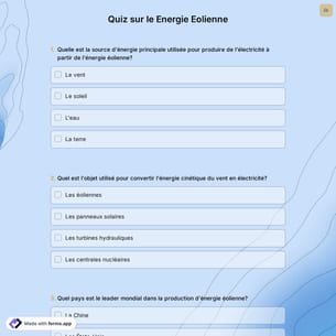 Quiz sur le Energie Eolienne