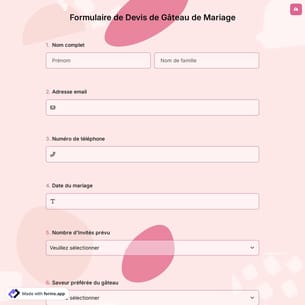 Formulaire de Devis de Gâteau de Mariage