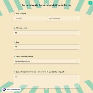 Formulaire de Recommandation de Livres