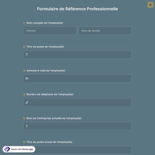 Formulaire de Référence Professionnelle