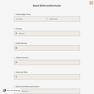 Bank Referenzformular