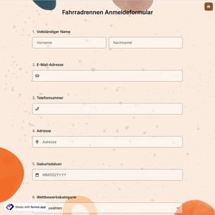 Fahrradrennen Anmeldeformular