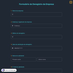 Formulário de Deregistro da Empresa