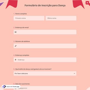 Formulário de Inscrição para Dança