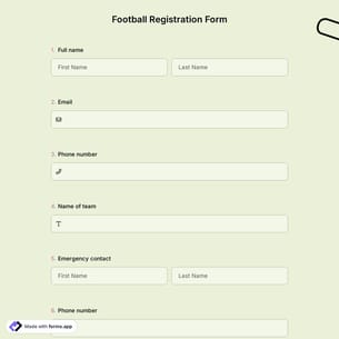 Football Registration Form