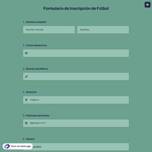 Formulario de Inscripción de Fútbol