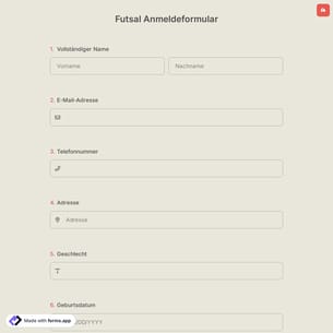 Futsal Anmeldeformular
