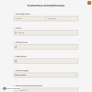 Krankenhaus-Anmeldeformular