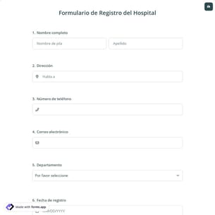 Formulario de Registro del Hospital