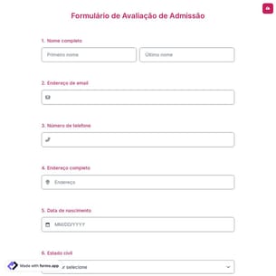 Formulário de Avaliação de Admissão