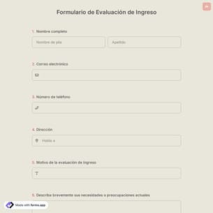 Formulario de Evaluación de Ingreso